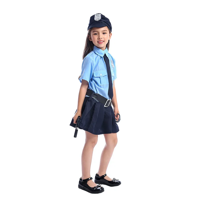 Cute Little Officer Uniform Game Children Girl Cosplay Police Costume Kids Halloween