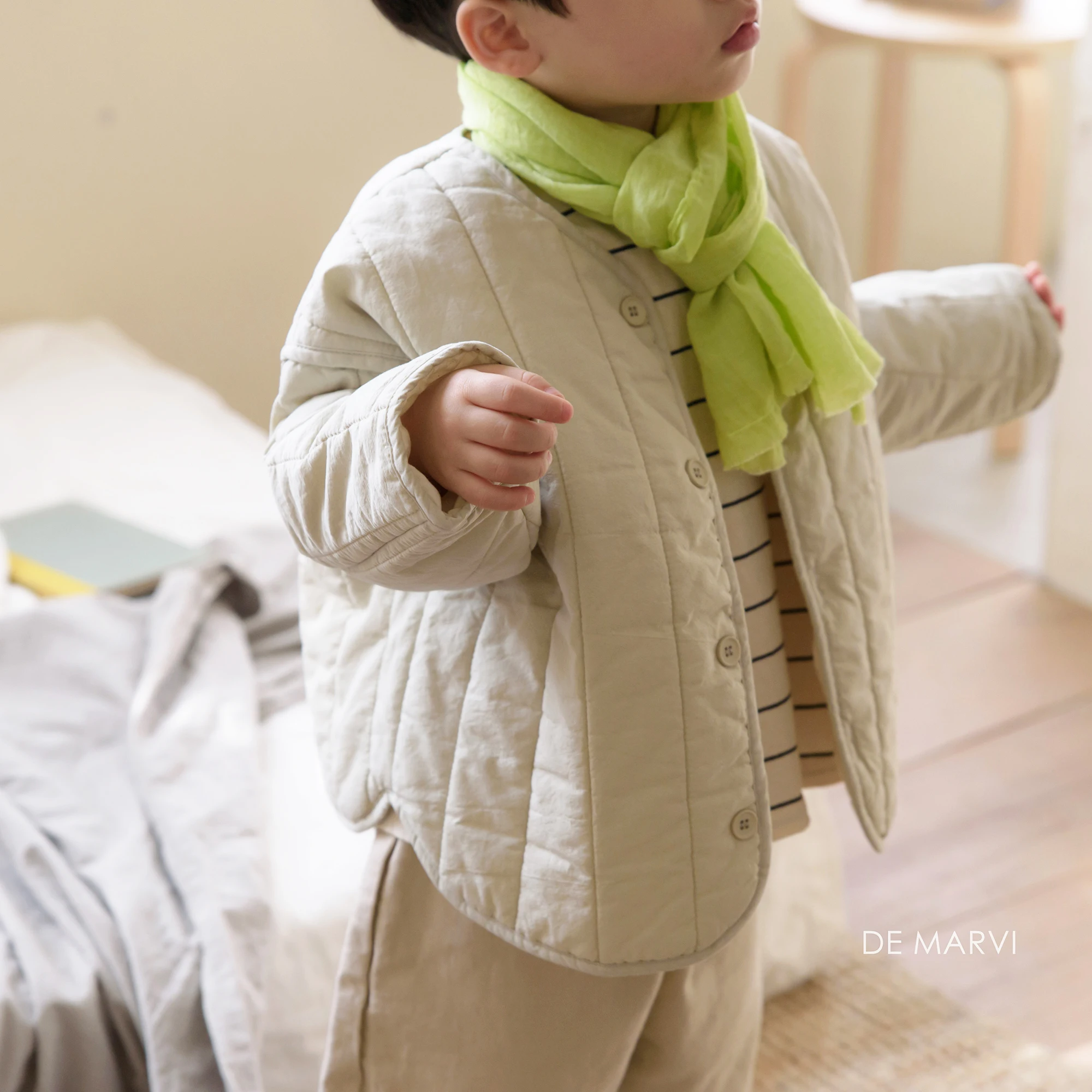 DE MARVI Kids Toddler Neon Pastel Color Spring Muffler Boys Girls Scarves Korean Fashion MADE IN KOREA