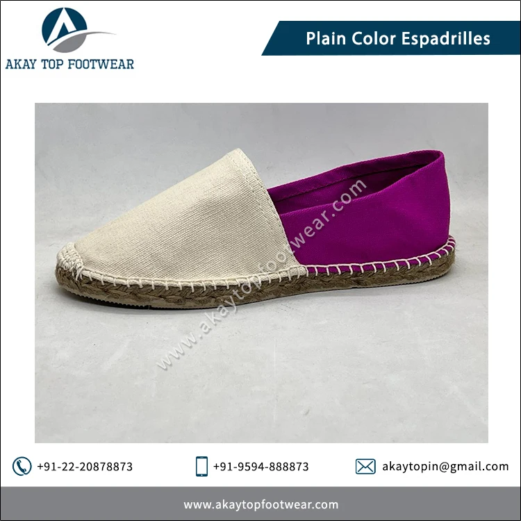 Highest Selling Natural Rubber Made Traditional Design Plain Solid Color Espadrilles Flat Shoes at Low Market Price
