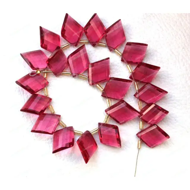 
Ruby Lite Quartz Rhombus shape gemstone hand polished Gems Top drilled Gemstones ruby lite for jewelry Size 10x15 MM 