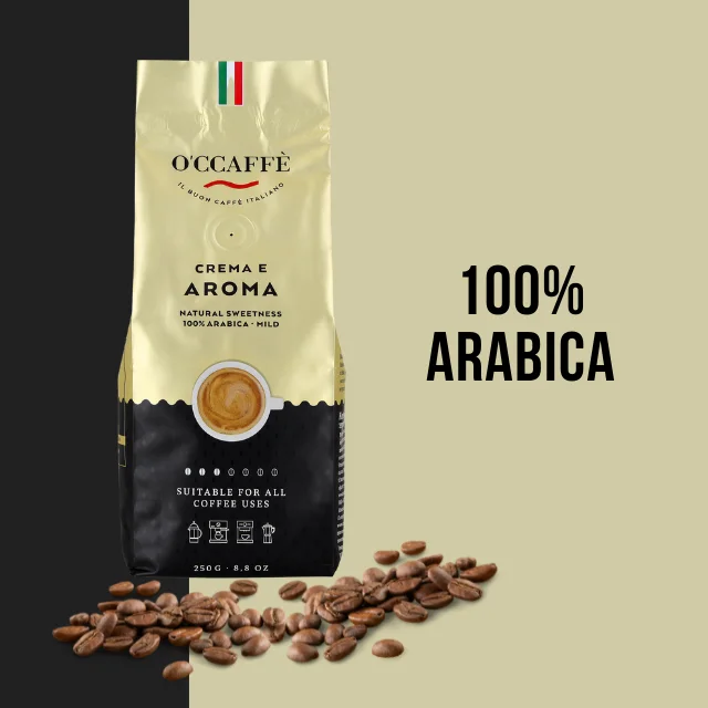 High Quality Occaffe Intense Flavour 100% Arabica Italian Espresso Coffee Beans For Coffee Machine