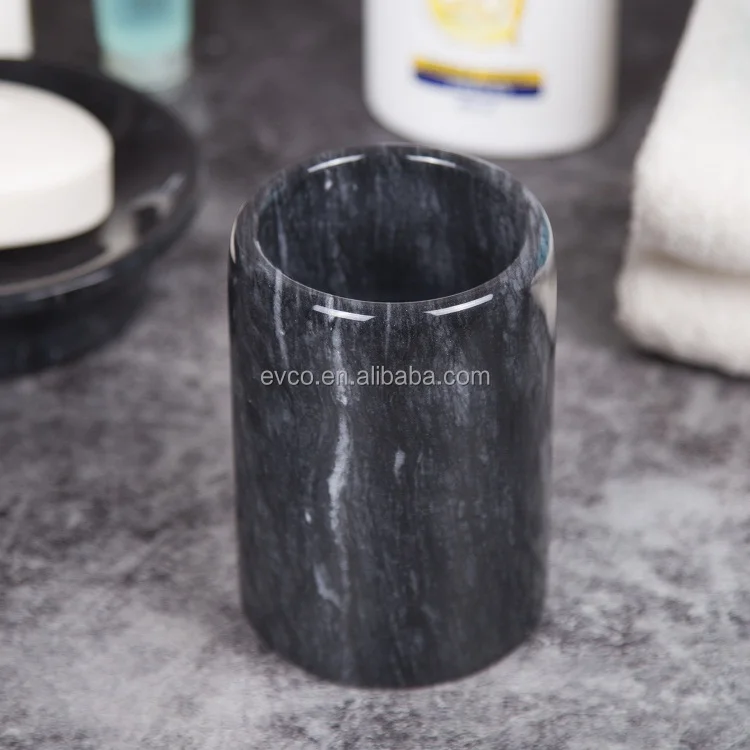 Spa Collection Natural Black Marble Bathroom Tumbler