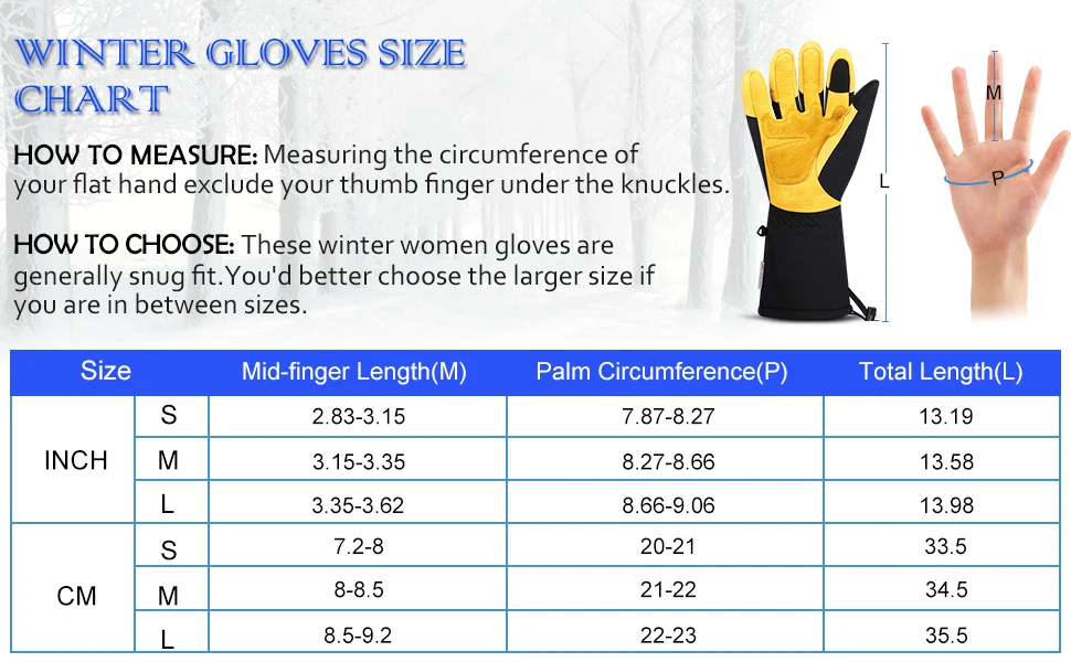  Кожаные Удлиненные перчатки с отверстием под ладонь и регулируемым шнурком синтетические Зимние для катания на лыжах сноуборде