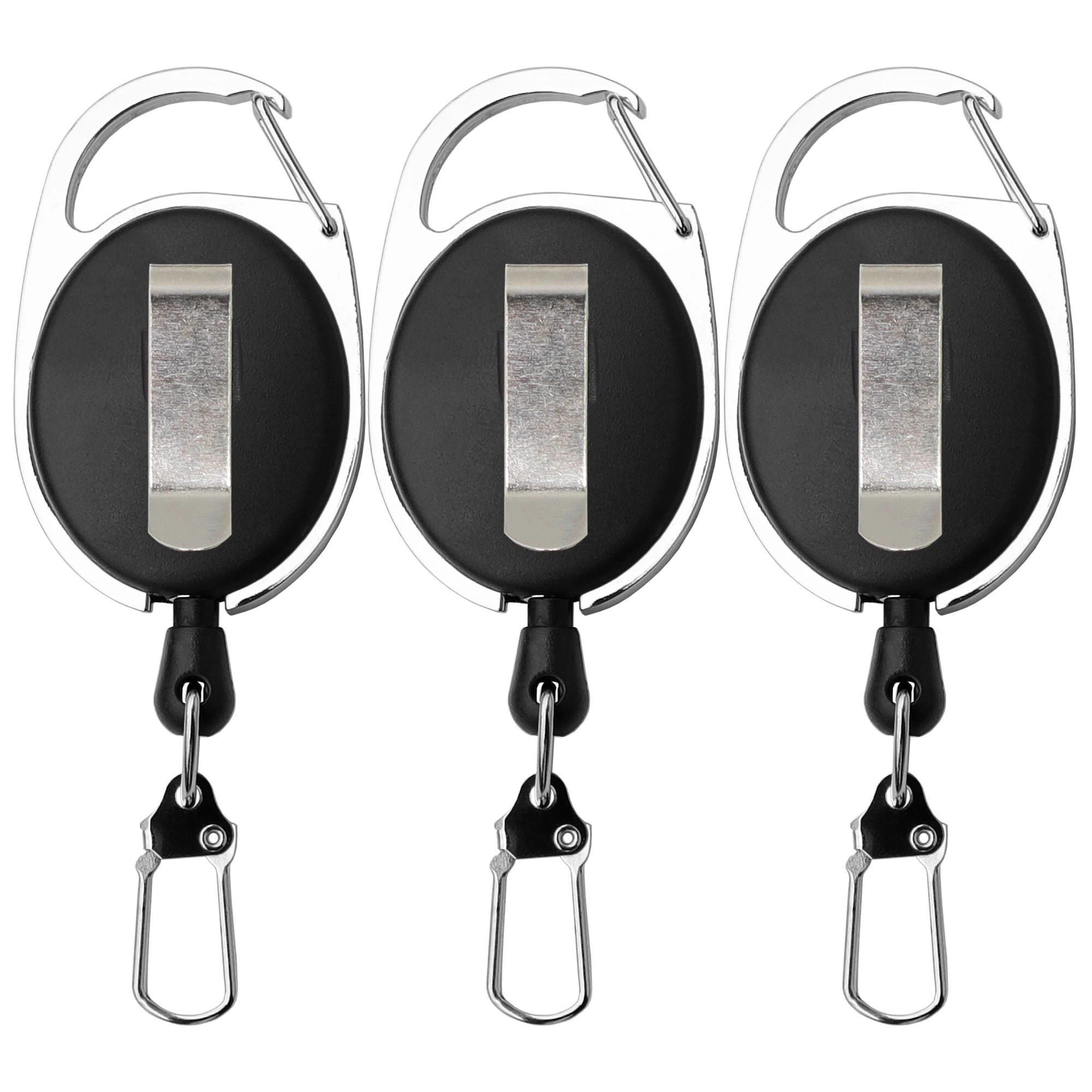 SAMSFX 3PCS Quick Release Spring Clip for Tools Holder Retractable Reel Key Chain Fly Fishing Zinger Retractor Cable