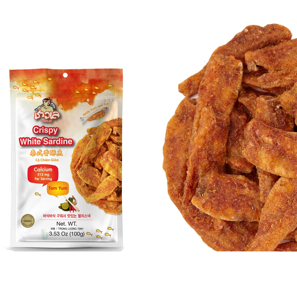 
Premium Seafood Snacks Crispy White Sardine (TomYum) - Thai Seafood Fish Snack Spicy 