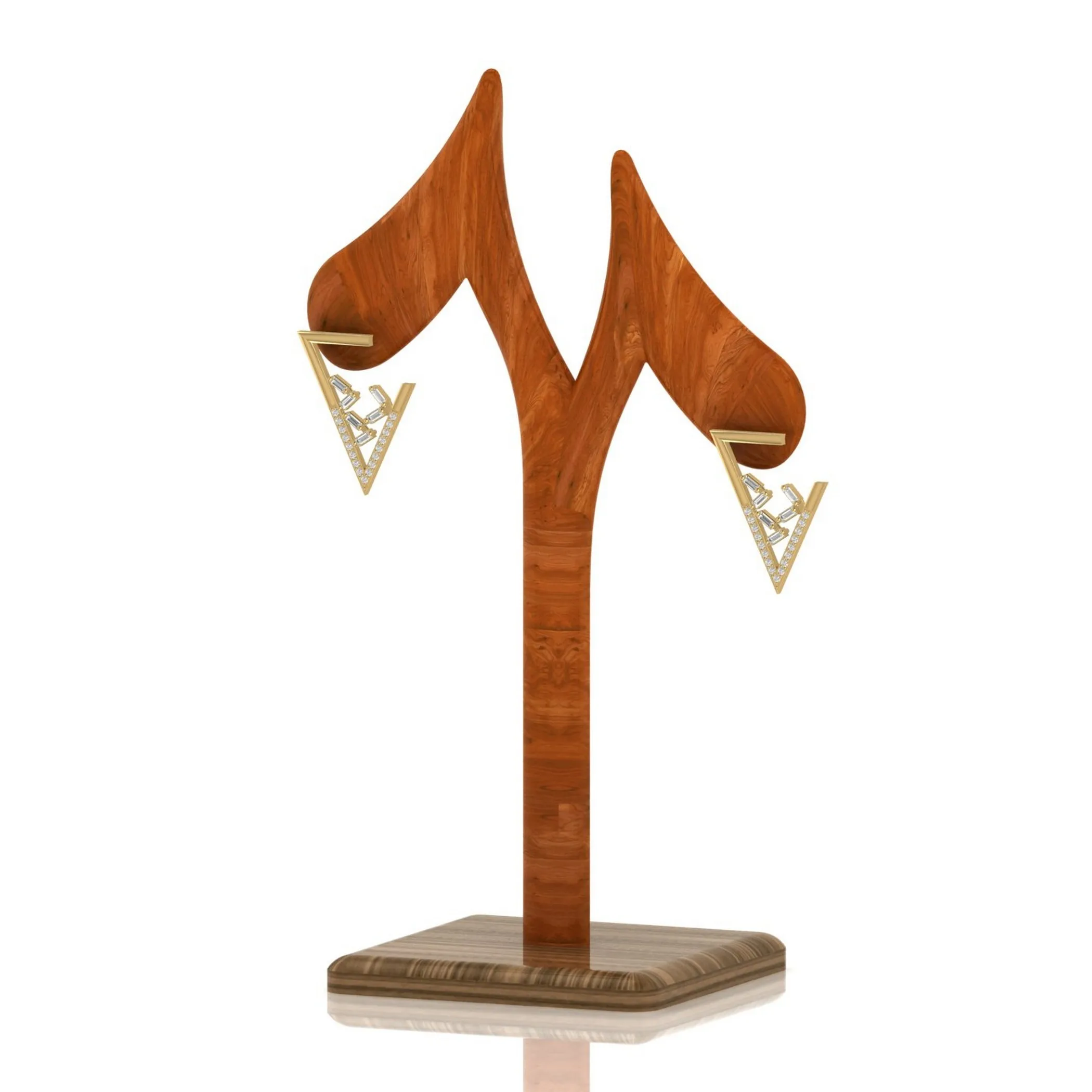 Серьги-гвоздики с бриллиантами Женские, круглые ювелирные украшения в форме багета треугольной формы под золото 14 карат, хороший подарок на день Святого Валентина