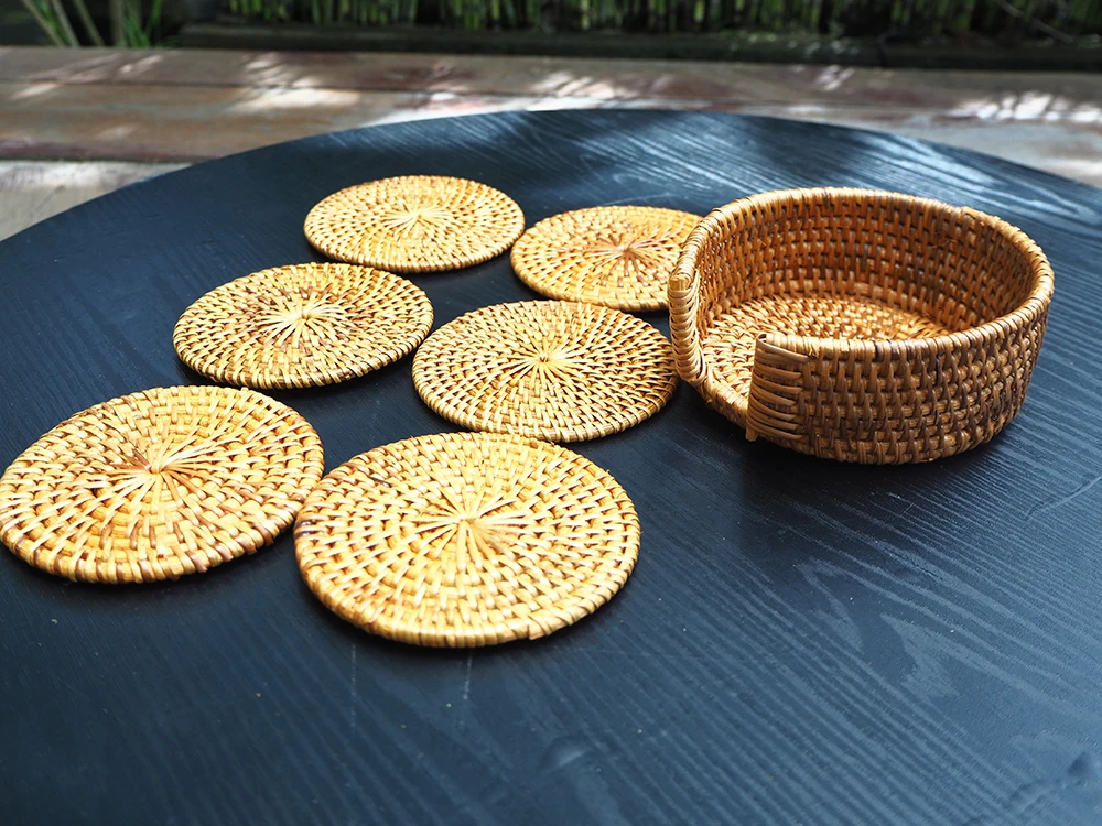 Rattan Coaster Set Hand Woven Rattan Coaster Table Decoration Accessories Kitchen Table Decoration