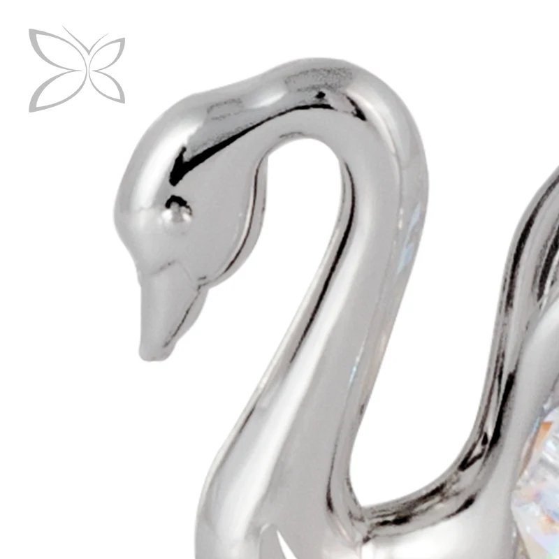 Crystocraft Chrome Plated Metal Wedding Favor with Brilliant Cut Crystals Swan Figurine