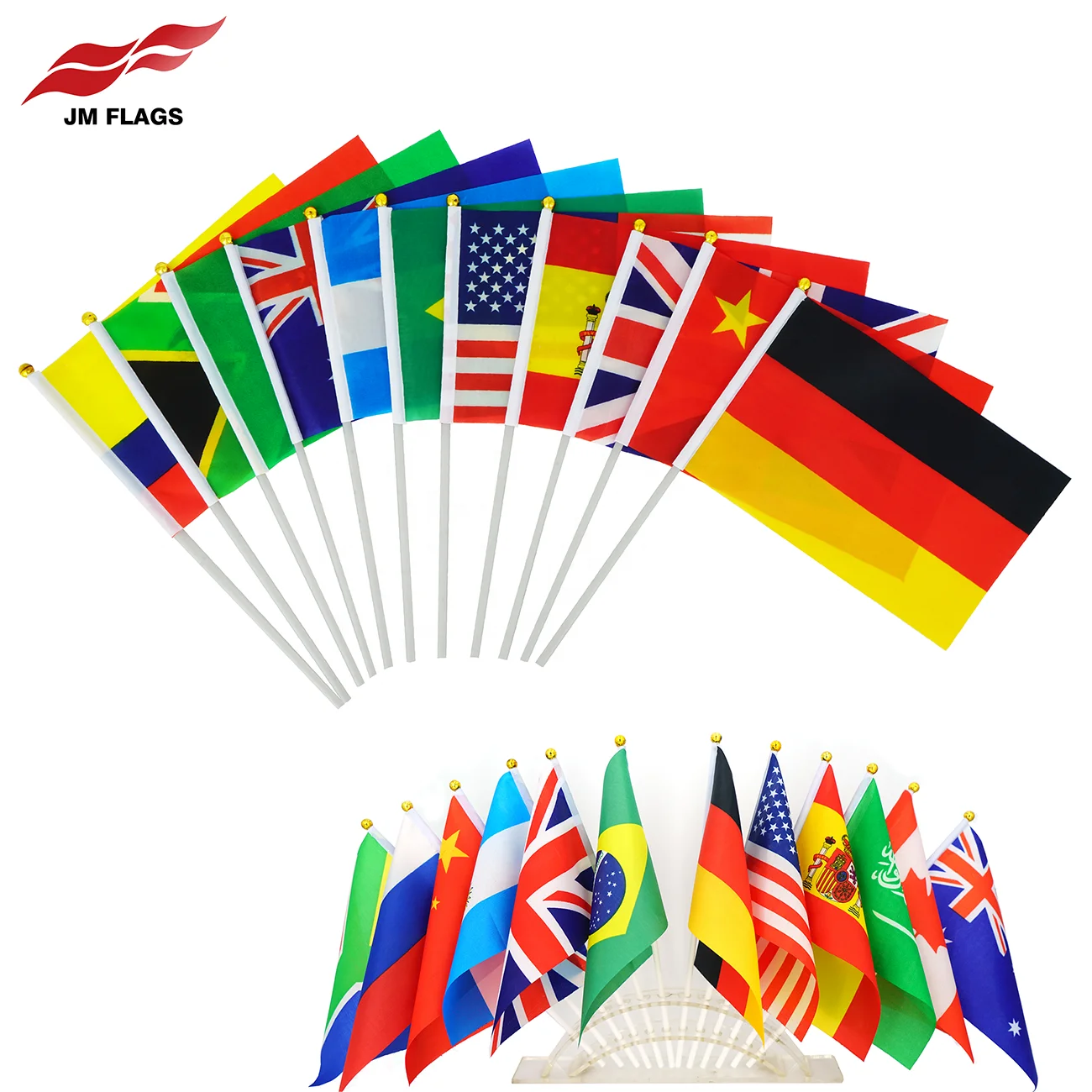 Wholesale custom Hand Flags custom logo Hand Decoration Cheap National Stick Flags