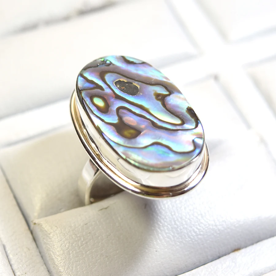Abalone Shell Gemstone 925 Pure Silver Jewelry Women Ring