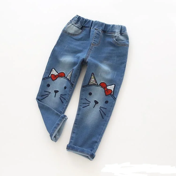 
Cat Printed Export Oriented Jeans Pant For Baby Girl From Bangladesh 
