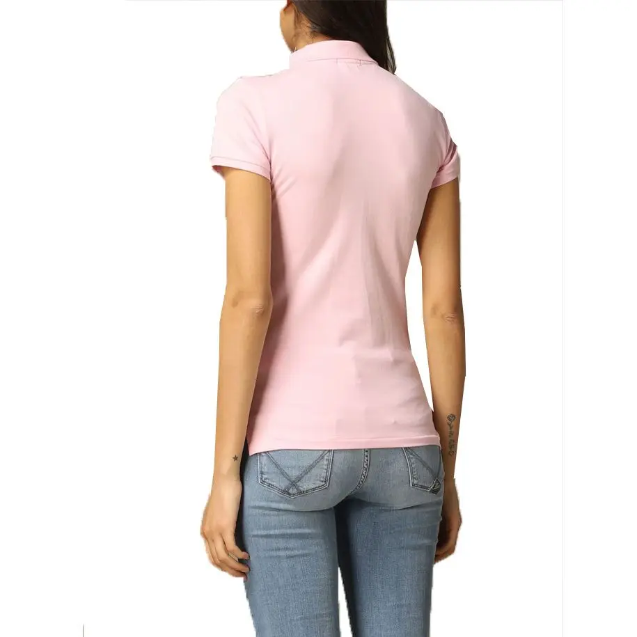  Повседневная одежда рубашки для гольфа женщин в детском стиле розовый цвет рукава до локтя с личным логотипом