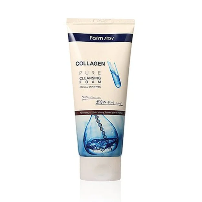 FARMSTAY COLLAGEN PURE CLEANSING FOAM  - made in Korean Cosmetic - Deep Cleansing Pore Cleaner Moisturizing Nourishing Firming