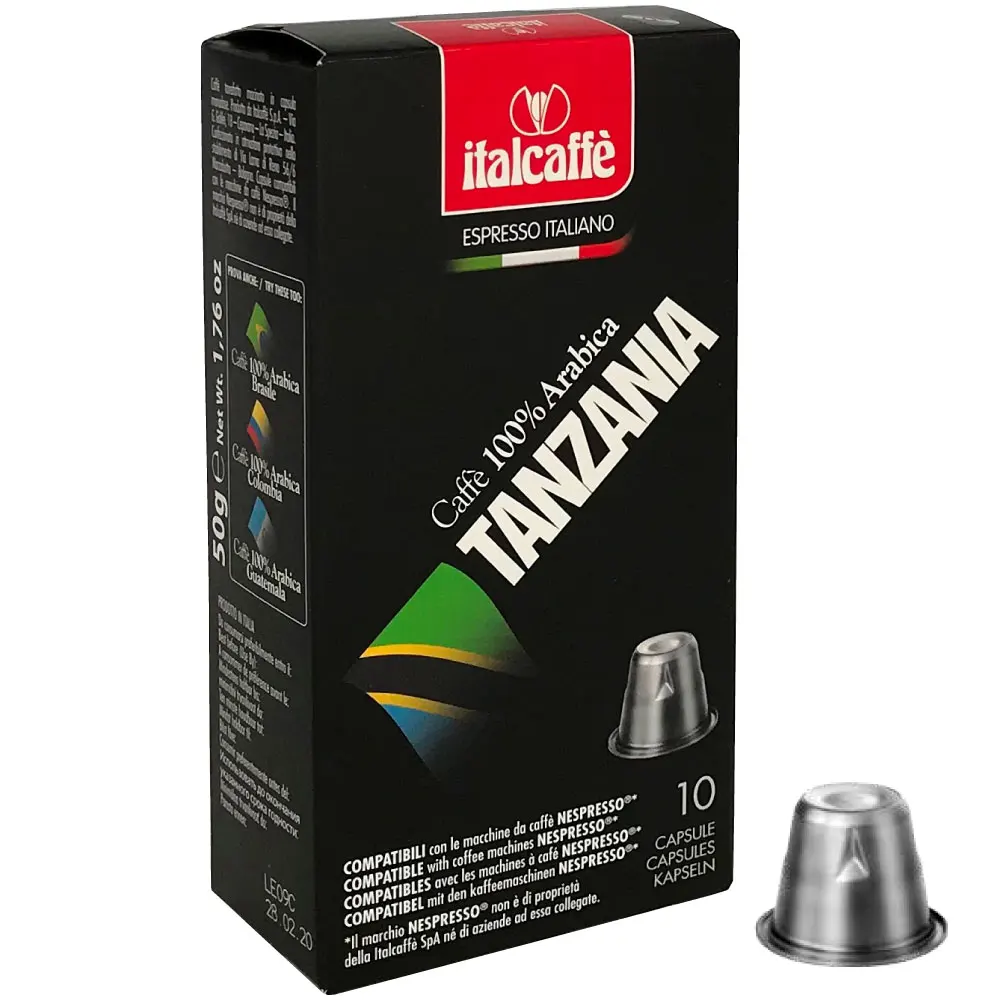 Italcaffe Arabica Tanzania Coffee Capsules Nespresso Compatible 50g