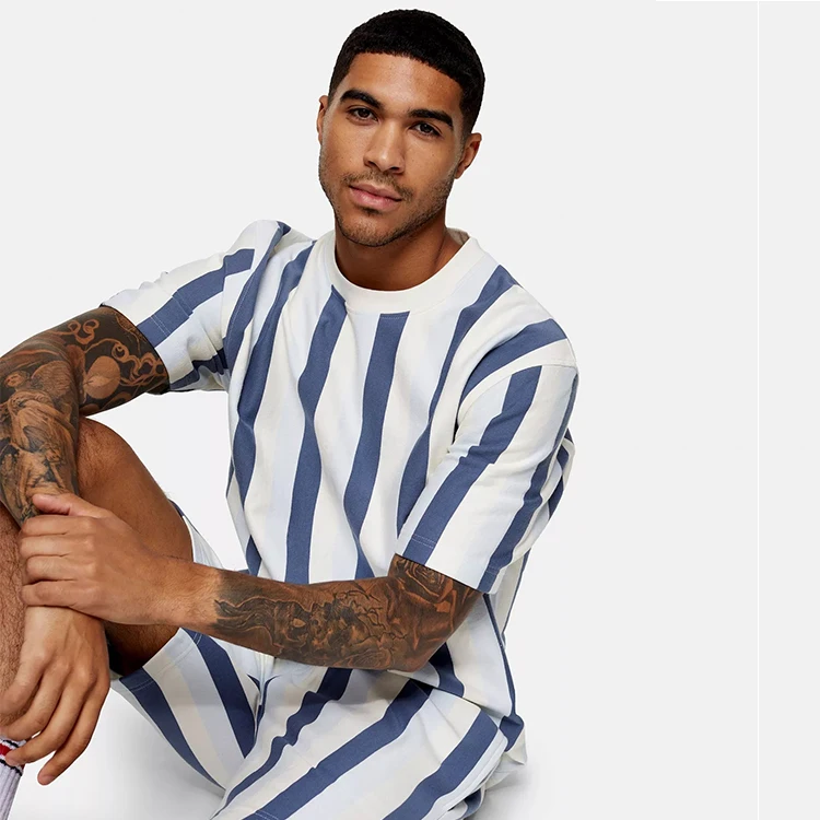 
Factory Price 100% Cotton Stripe Crop Top T Shirt Men Cotton Wholesale 