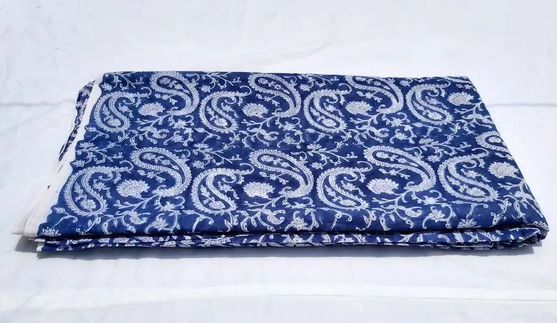 Indian Wholesale 100% Soft Cotton Hand Block Printed Women Girl Kimono Kaftan Nighty Bra Dress Designer Sanganeri Running Fabric