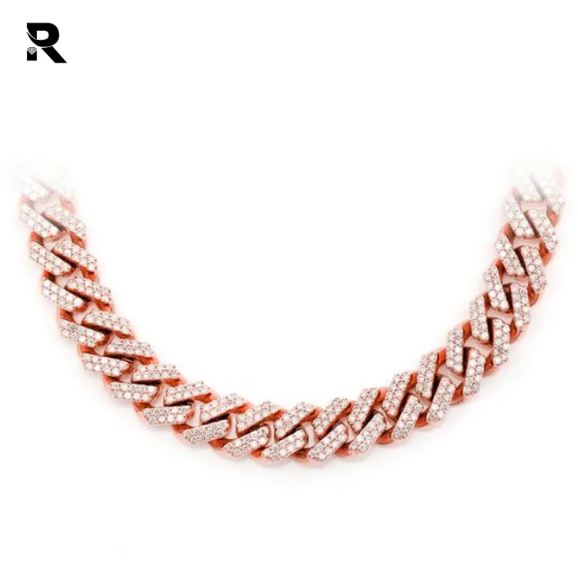 13.00ctw 14k Gold Raised Cuban Necklace For Mens