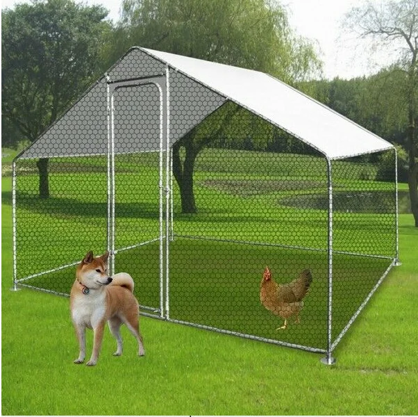 3M x 2M Walk in Run Cage Coop for Poultry Cat Rabbit with no Gap Metal Door Free Rabbit Roof Cover