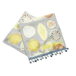 Contemporary 100% Polyester Home Table Linen Jacquard Lemon Table Runner With Beads