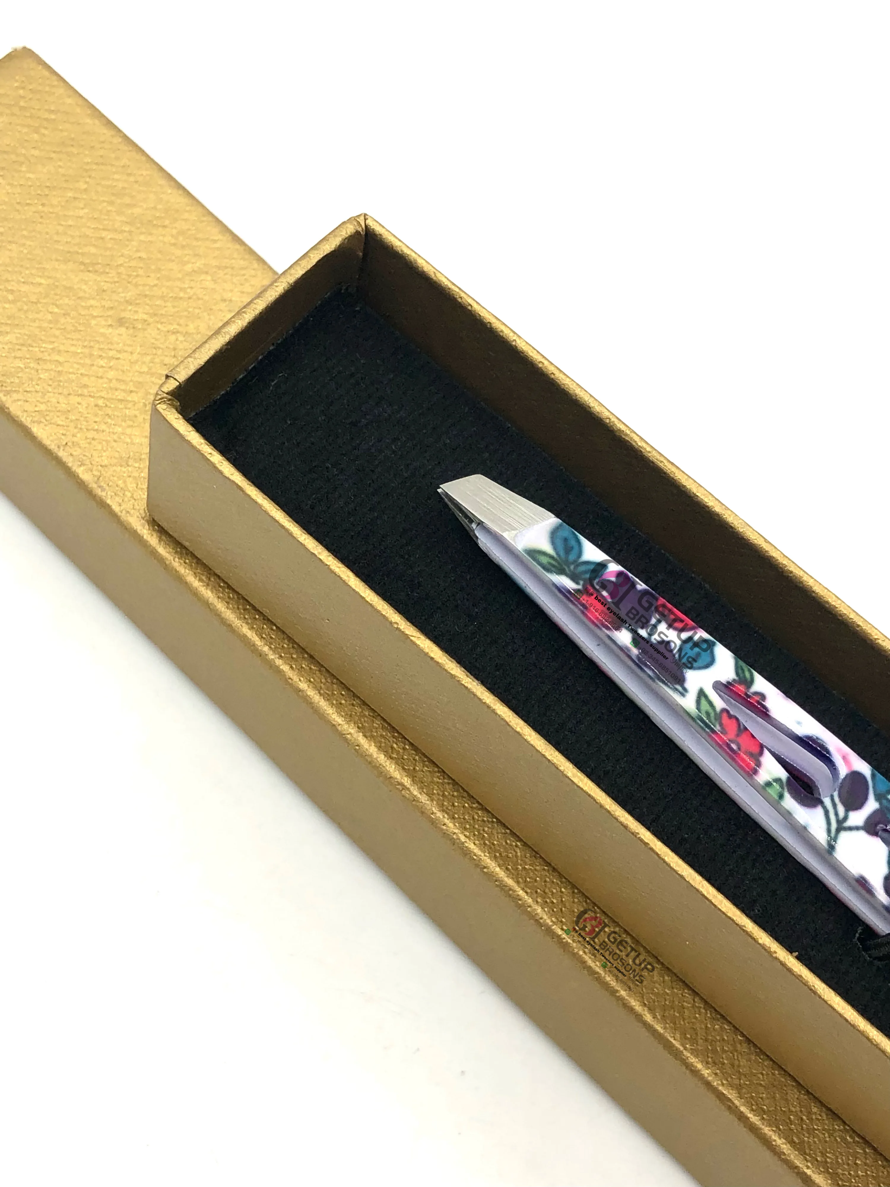 Best Product Design Flower Paper Coating Eyebrow Tweezer Silver Tip Stainless Steel With Your Own Custom Logo Beauty Instruments