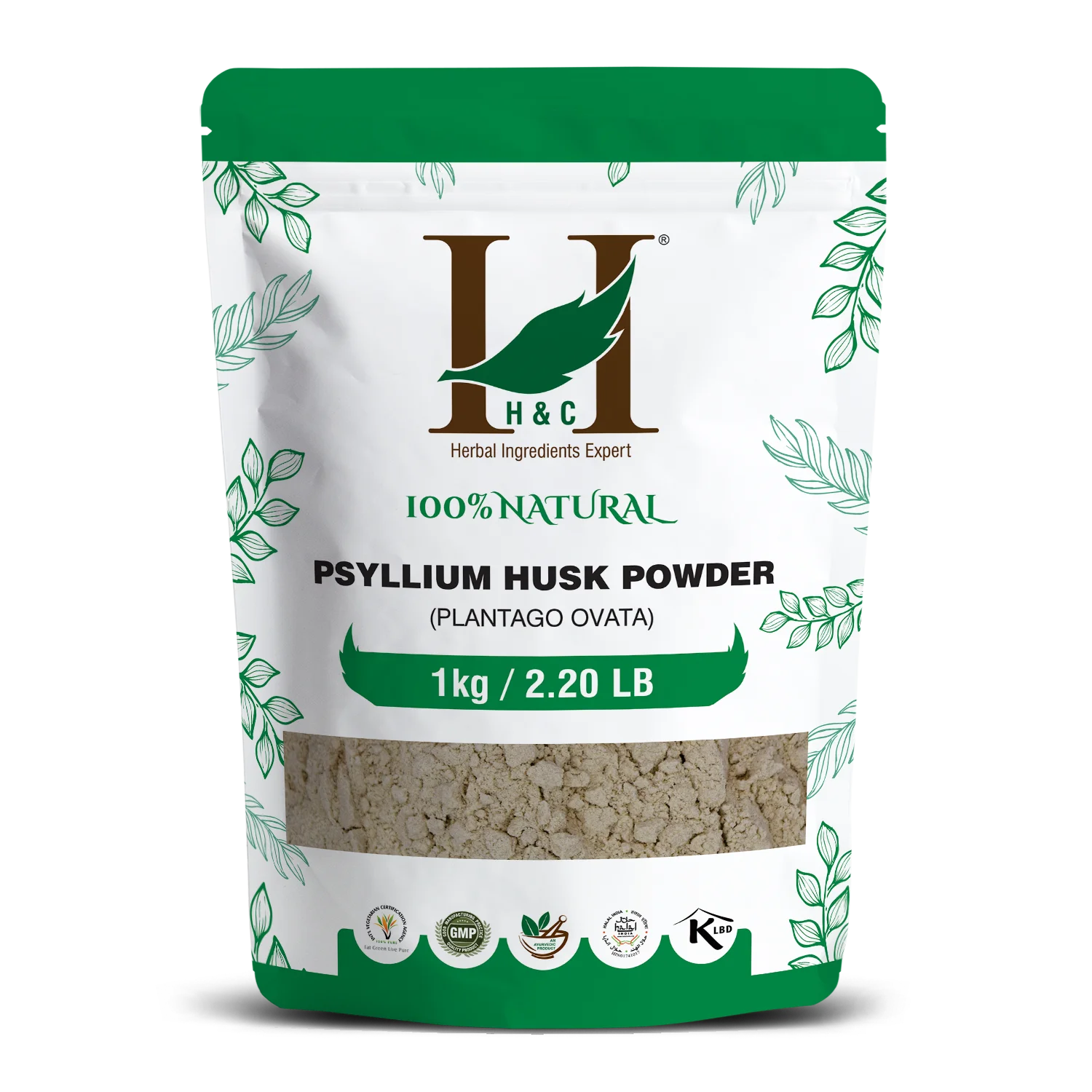 
 Порошок шелухи псиллия H & C (Plantago ovata) - 100 г/1 кг в упаковке  