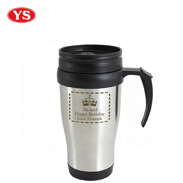 14oz customized stainless steel insulated thermal auto coffee mugs with handle