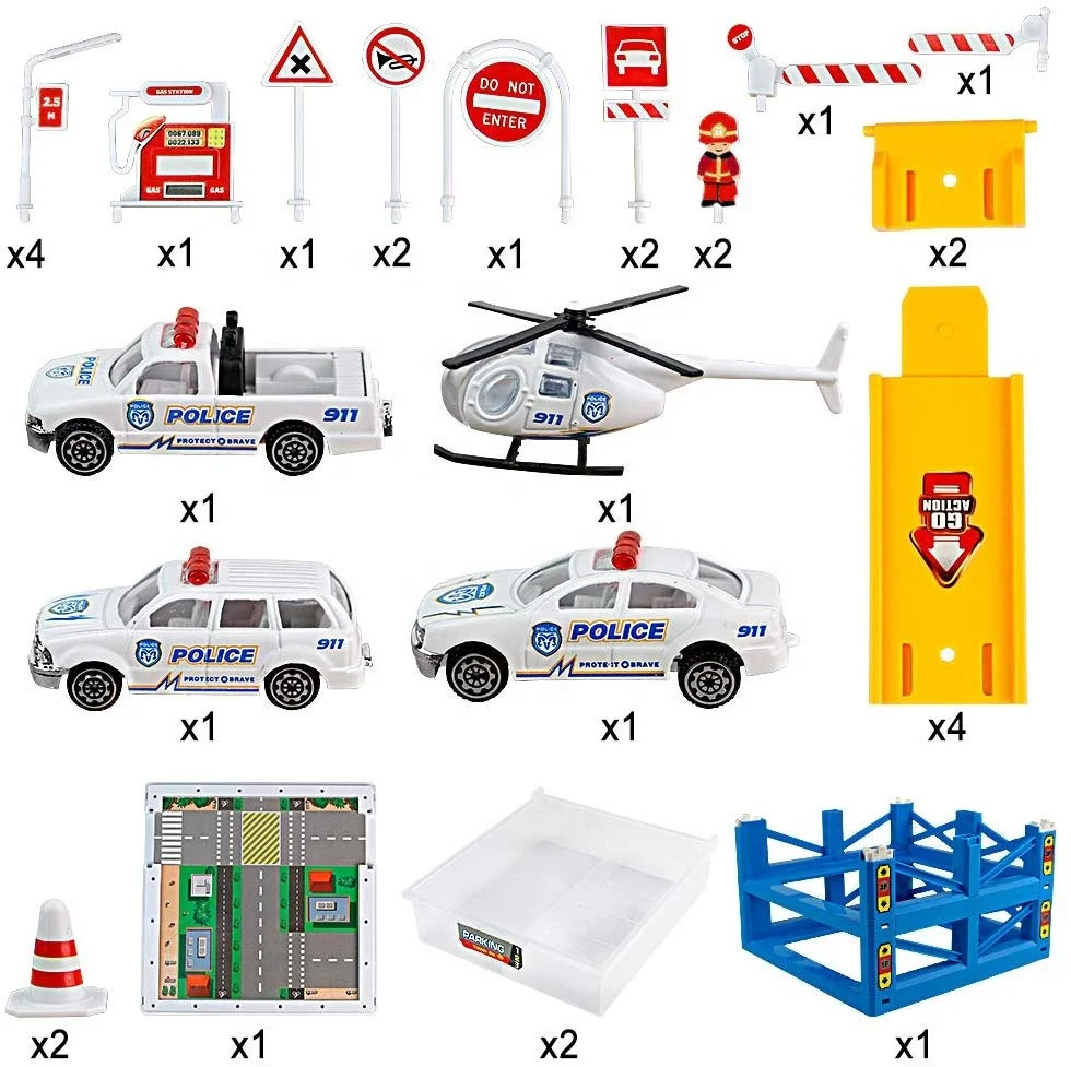 Deluxe police parking lot set toy car parking garage toys kids parking garage toy Box Gift