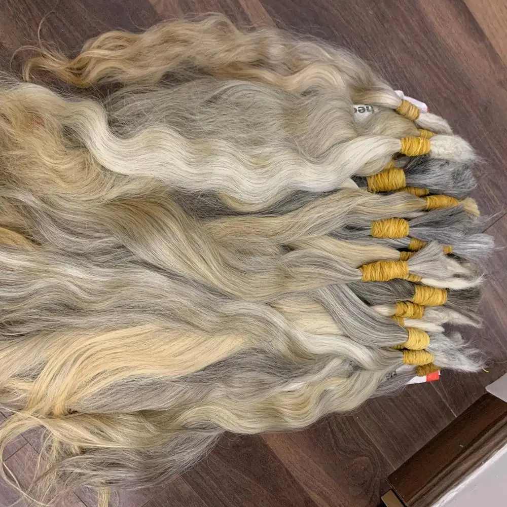 MH Trust 100% Vietnamese Cuticle Aligned Remy Hair 30-Inch Lace Front Bulk Vendors Gray Human Hair with Wave Style Virgin Hair