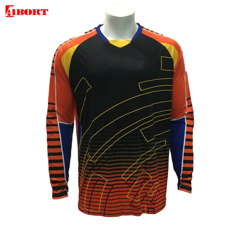 Aibort sublimation cheap custom  long sleeve soccer wear/soccer jersey/soccer shirt goal keeper soccer jersey set wholesale