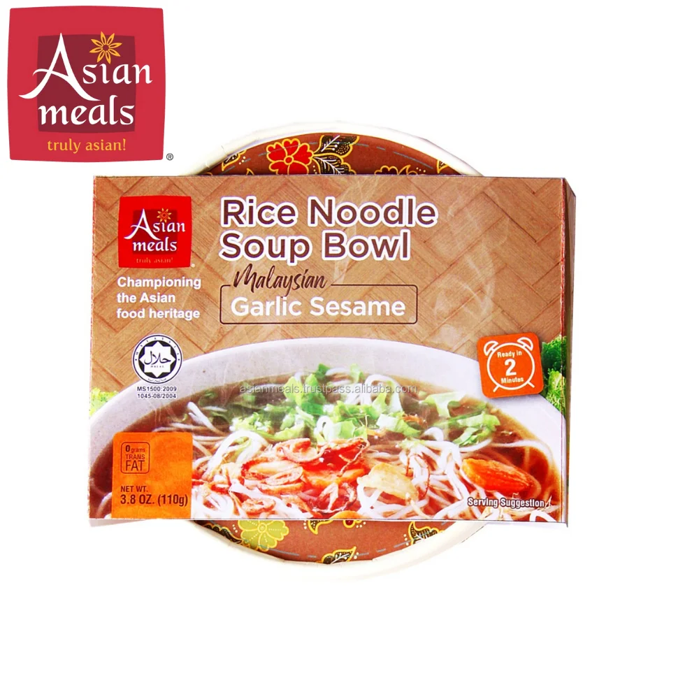 Rich In Aroma Rice Noodle Soup Bowl with Garlic Sesame Halal Instant Healthy Soup Brand For Homecook And Ready To Cook