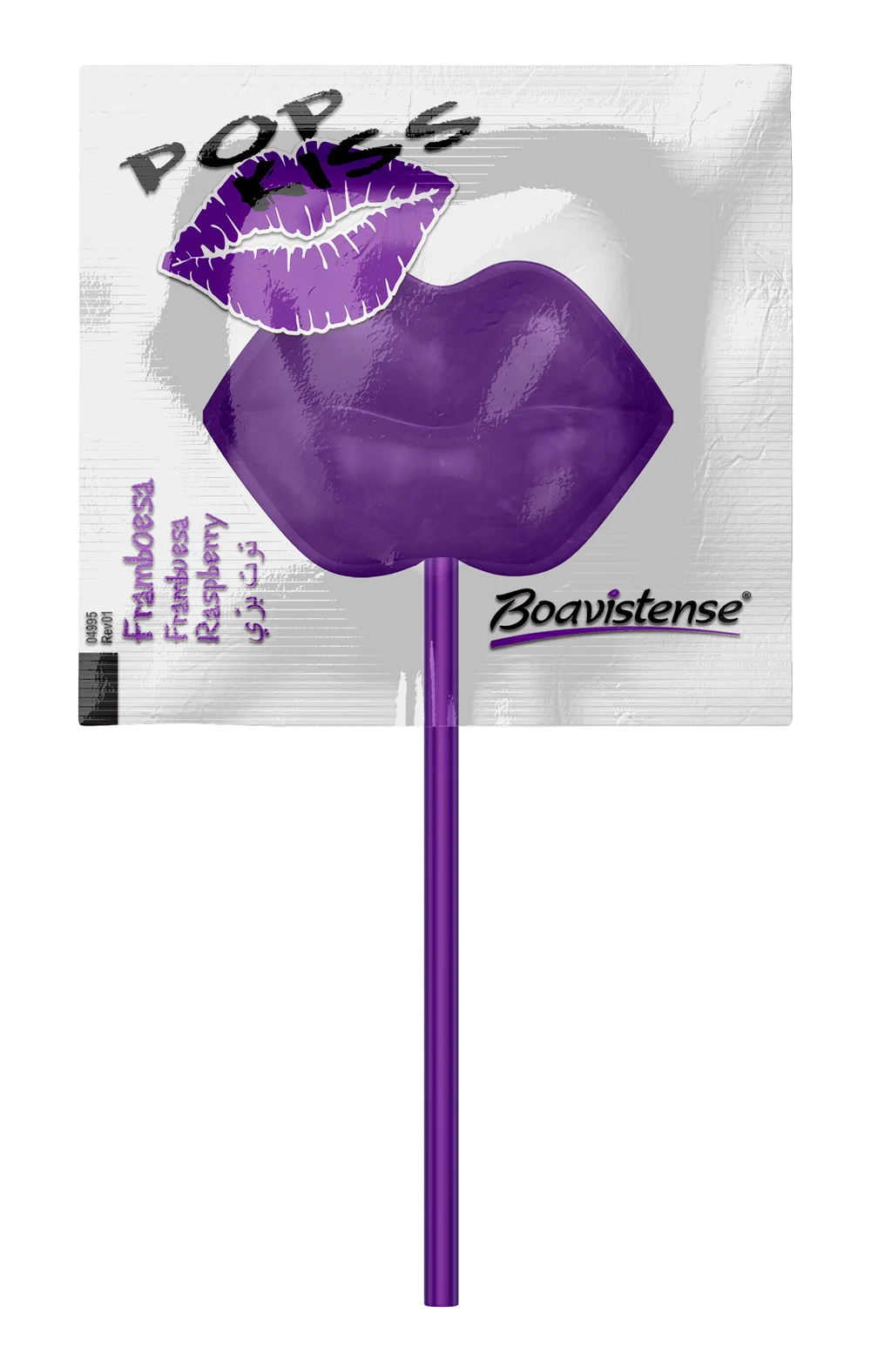 
66053 - Pop Kiss Raspberry Flat Lollipop 10g 24x50un 
