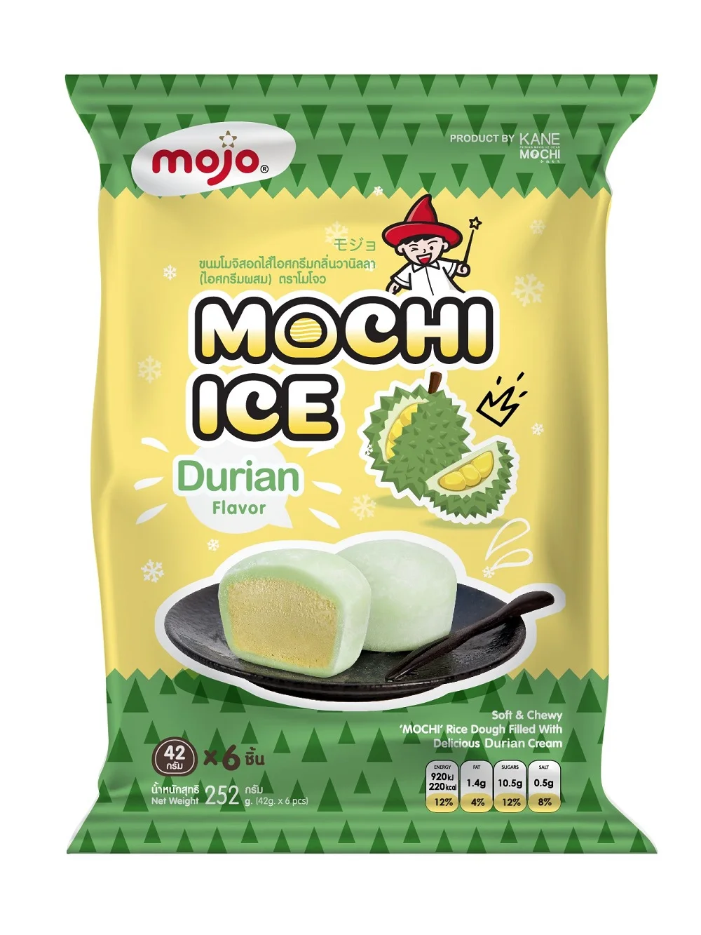 Rice Dough Dairy Products Fruity Soft Delicious Milk Beverage Round Ball Box Bag MOJO Mochi Ice Cream Durian
