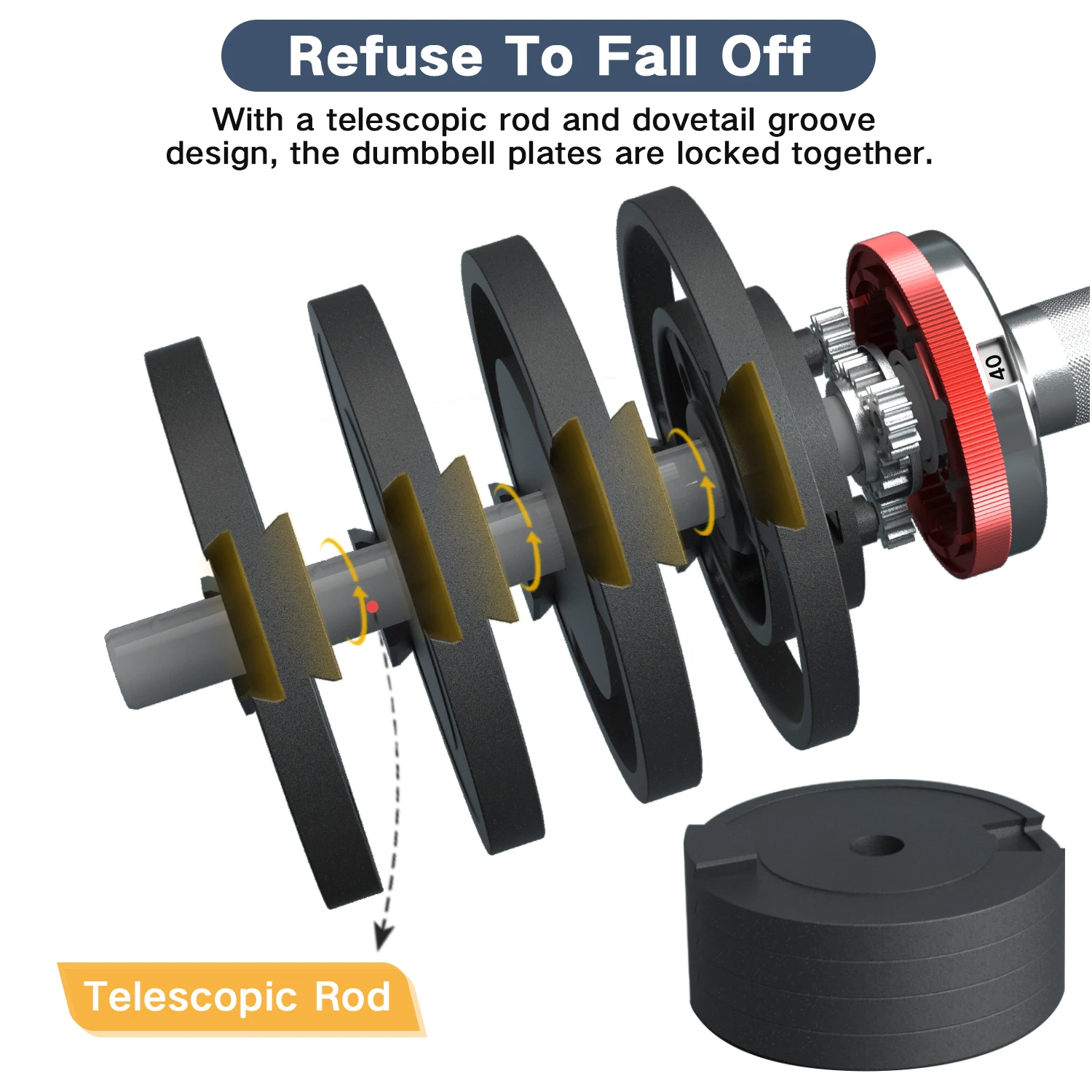 snode AD80 adjustable dumbbell 40kg 22kg 80lbs hot sale all iron quickly adjust Free weights High quality dumbbells