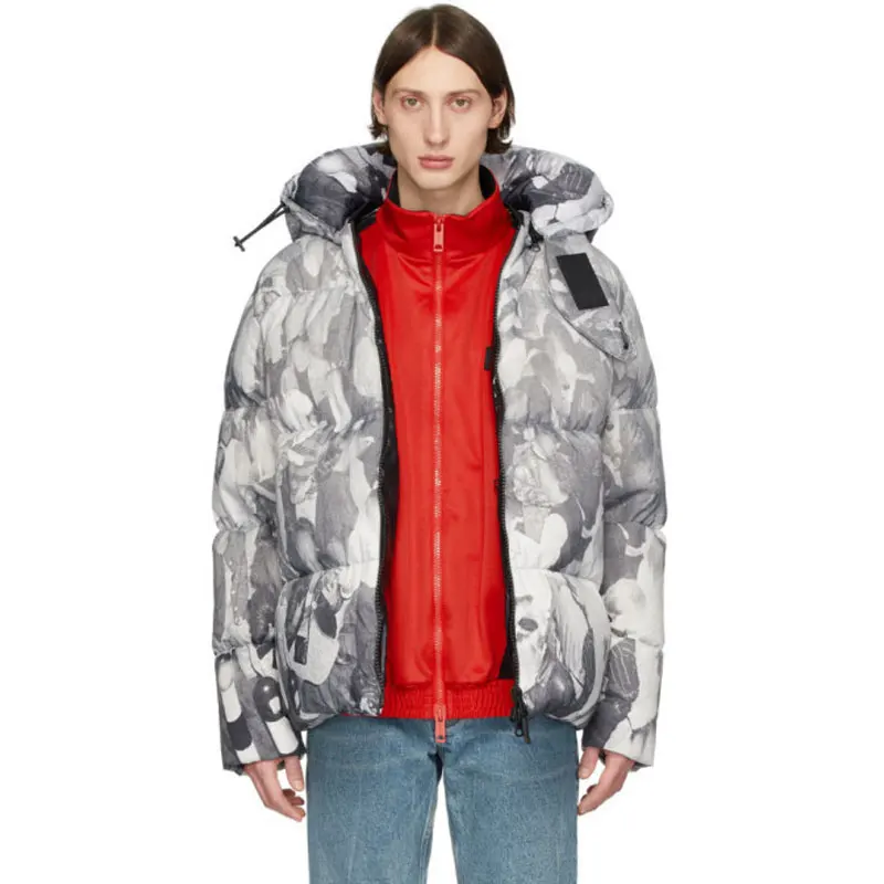 
Custom Allover Printing Stand Collar Ready Slim Fit Unisex Windbreaker Puffer Winter Jacket For Unisex 