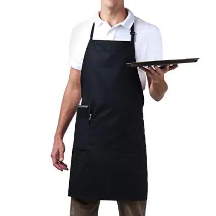 Professional Chef Bib Apron Black White Chalk Stripe cotton twill fabric kitchen aprons Fire Retardant Chef Uniforms
