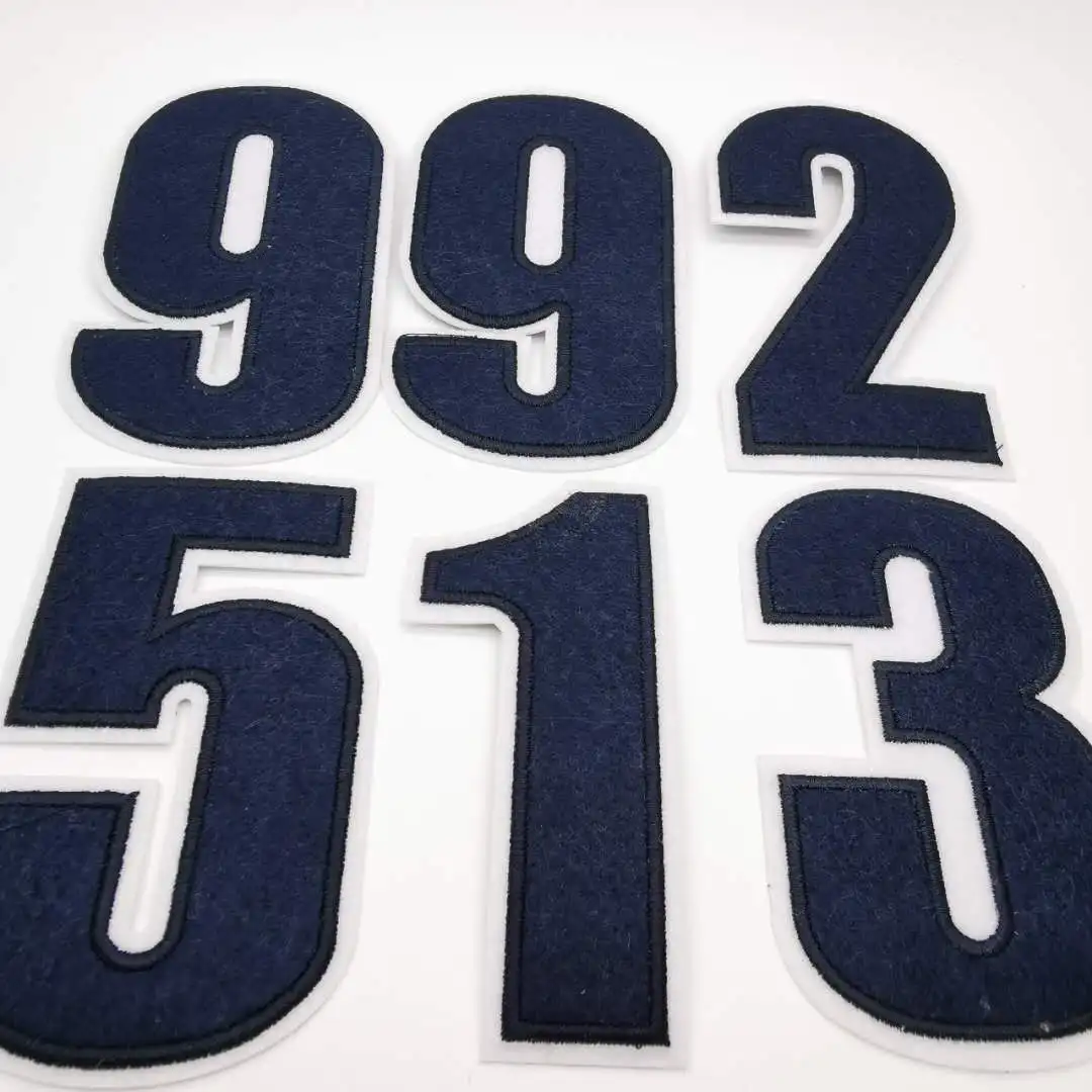 Custom Felt Iron On Applique Embroidery number and letter Patch felt embroidery for clothing