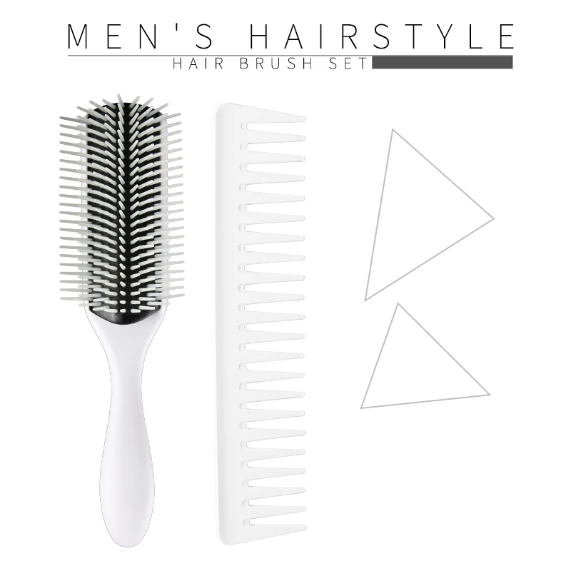 9 Rows Hair Brush for Separating Shaping Defining Curls Blow-Drying Styling Detangling Classic Denman Styling Brush