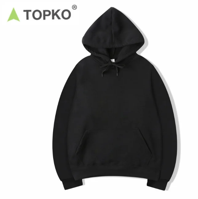 TOPKO OEM High Quality wholesales women custom LOGO gym unisex black hoodie
