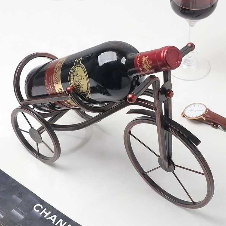 Tricycle Shaped Metal Wire Hanging Wine Glass Bottle Rack Display Shelf