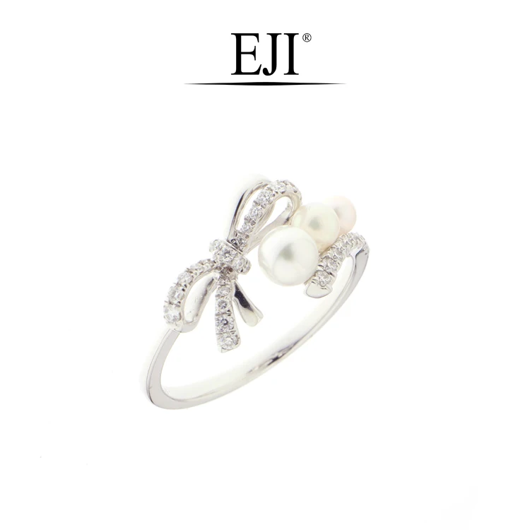 2020 New product lady 18K Gold Akoya Pearl Diamond ribbon Ring for sale