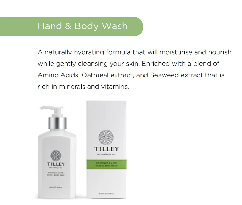 TILLEY - Hand &  Body Wash 400mL - Classic White Collection - Bath & Body