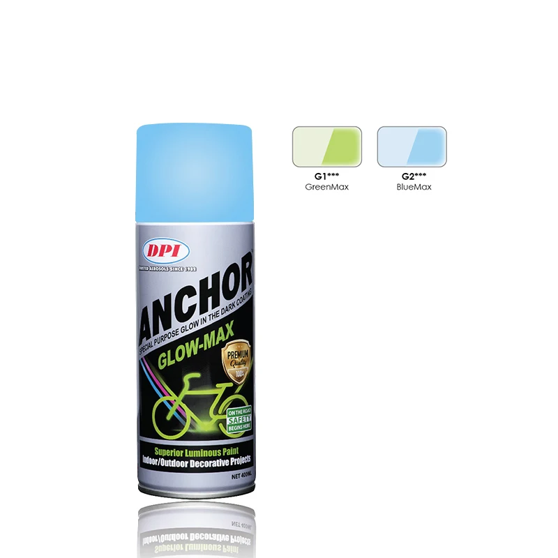 
 Высокое качество с 1982 года, светится в темноте, аэрозольная краска, постоянно выводит пластиковые покрытия, краска для приборов, велосипедов и аксессуаров  