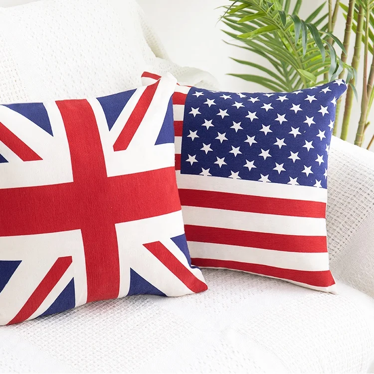 2019 Popular Style  flag pattern  Cushion Cover Decorative Sofa Pillow Case  Unstuffed Pillow Cover Wholesale
