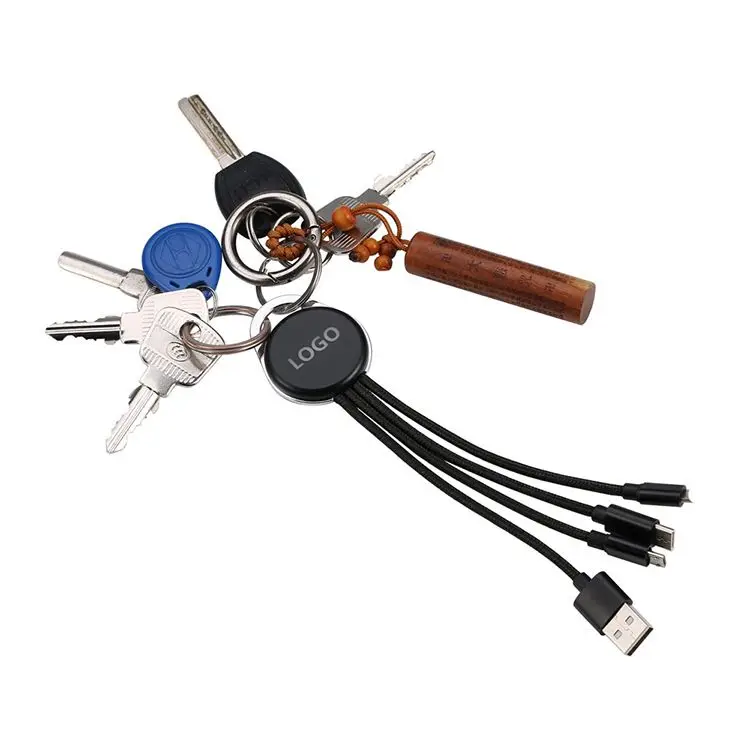 Зарядный кабель 4 в 1 с логотипом подсветки, для всех смартфонов, планшетов мобильных устройств с 4 разъемами и функцией брелка