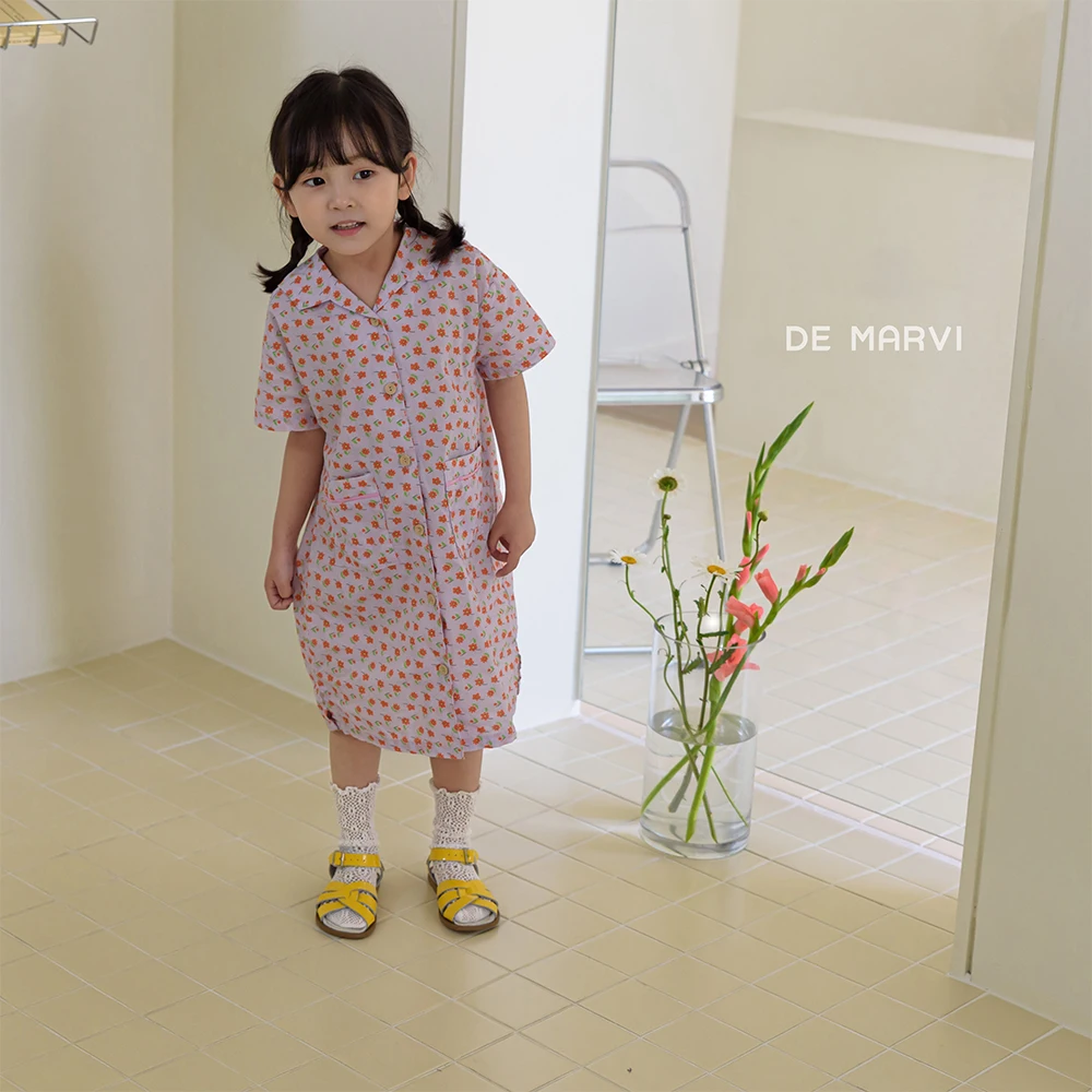 DE MARVI Kids Toddler Floral A-line Casual Dresses Girls Summer Casual Dress Wholesale Korean Manufacturer MADE IN KOREA