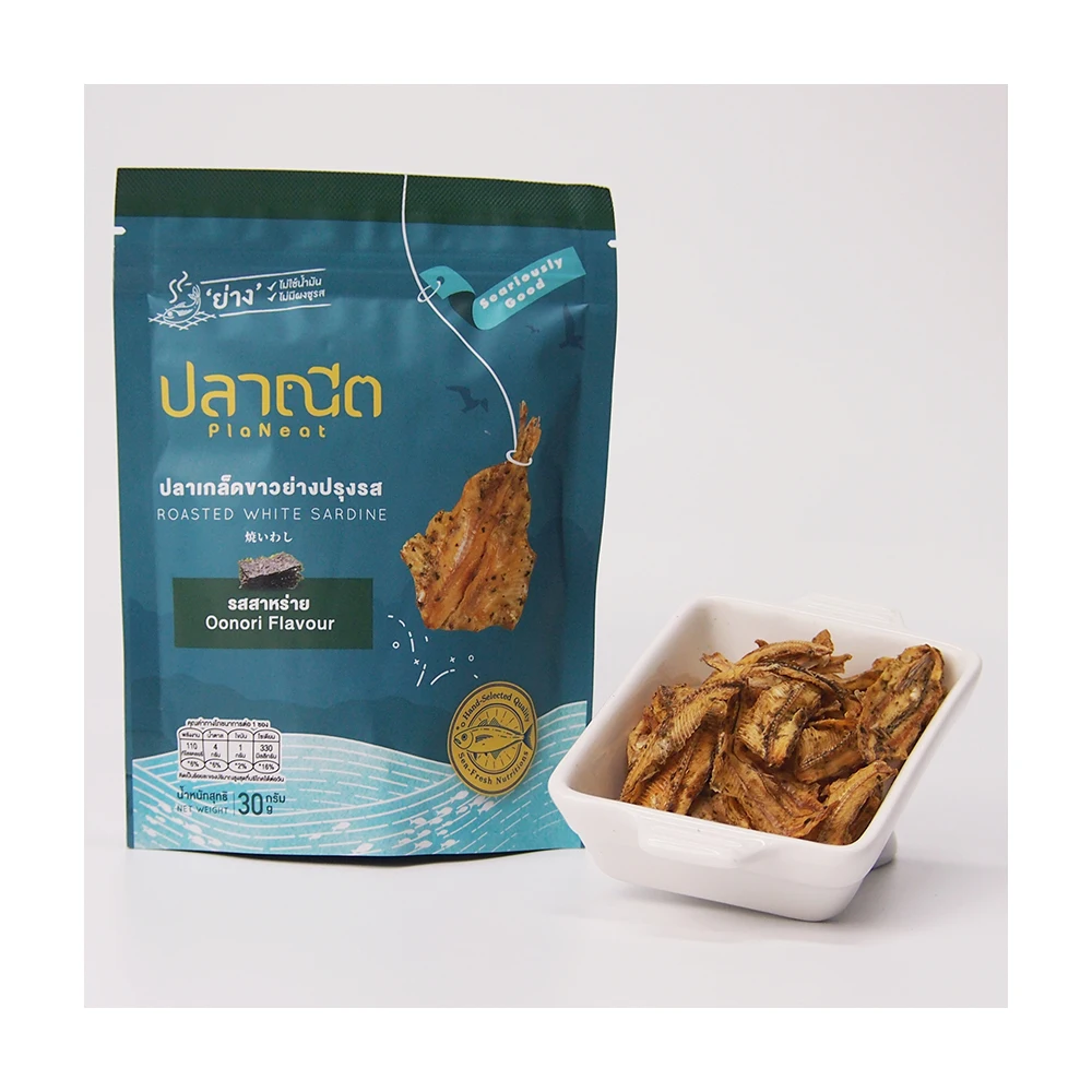Roasted Seasoned White Sardine Aonori Flavour Product from Thailand