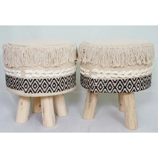 Round Cotton Pouf & Stool Living Rooms Poufs Lovely Cube Pouf Foot Chair Handmade Wooden Bedrooms Stool & Footrest Decor Stool