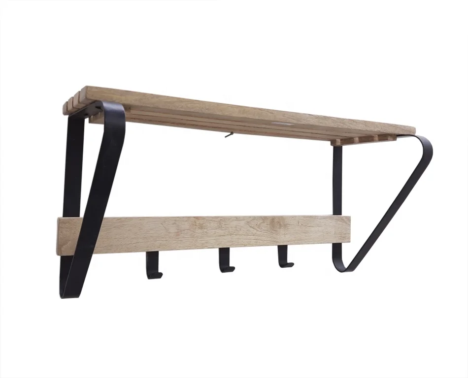 Best Seller Wall Decorative Iron & Wood Shelve Gold And Natural Colour American Style Rack For Storage Handmade