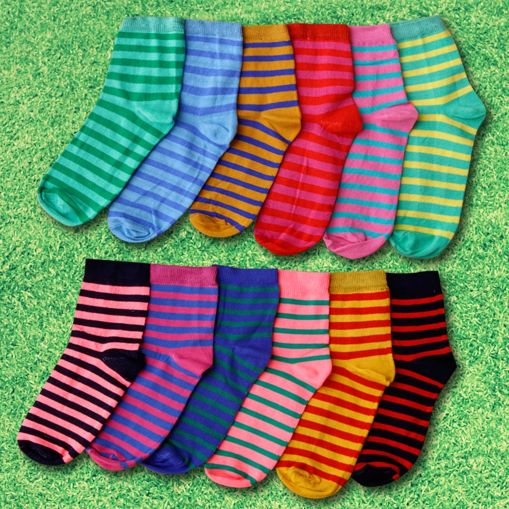 Socks for Men Women Kids Multiple Color Striped Design Soft Comfortable Cheap Price Bangladesh Produced Wholesale Ready to Ship