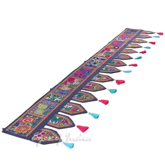 Window Door Decor Hippie Wall Hanging Embroidery Toran, Handmade Door Hanging Colorful Toran Boho Tapestry Door Valance